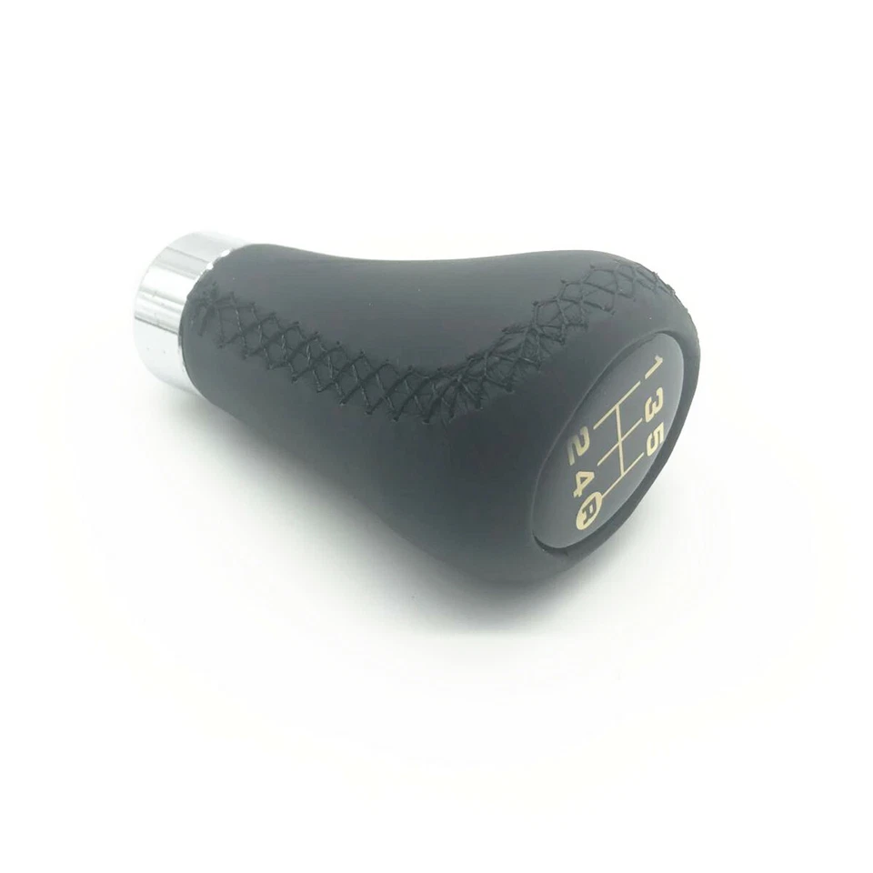 Black Leather 5-Speed Manual Aluminum Transmission Shifter Knob Car Accessories - Image 4 of 4