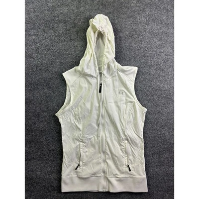 Chaleco con capucha Under Armour para mujer pequeño blanco Allseasongear cremallera completa semi-ajustado - Imagen 1 de 4