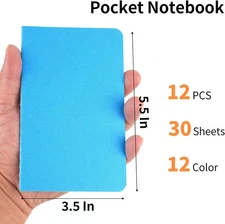 12 Pack Mini Pocket Notebook 3.5 X 5.5 Inch Lined Small Journals for Kids, Color