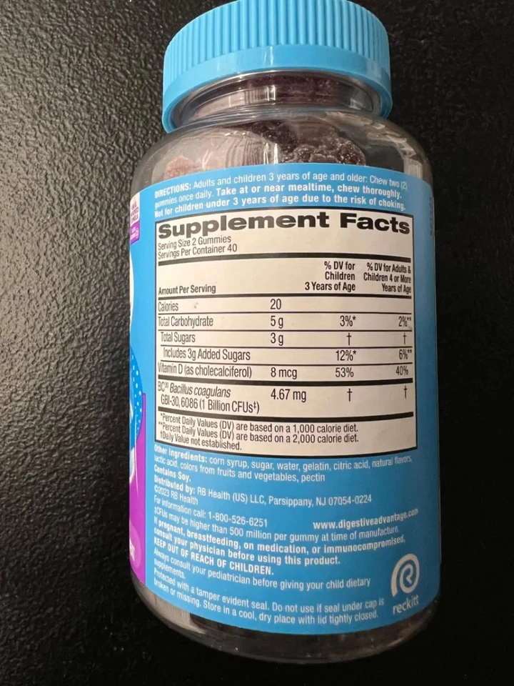2x Gominotas Digestive Advantage Diario 3 en 1 Fruta Gominolas 80 Ct 6/2026+ Foto 4 de 4
