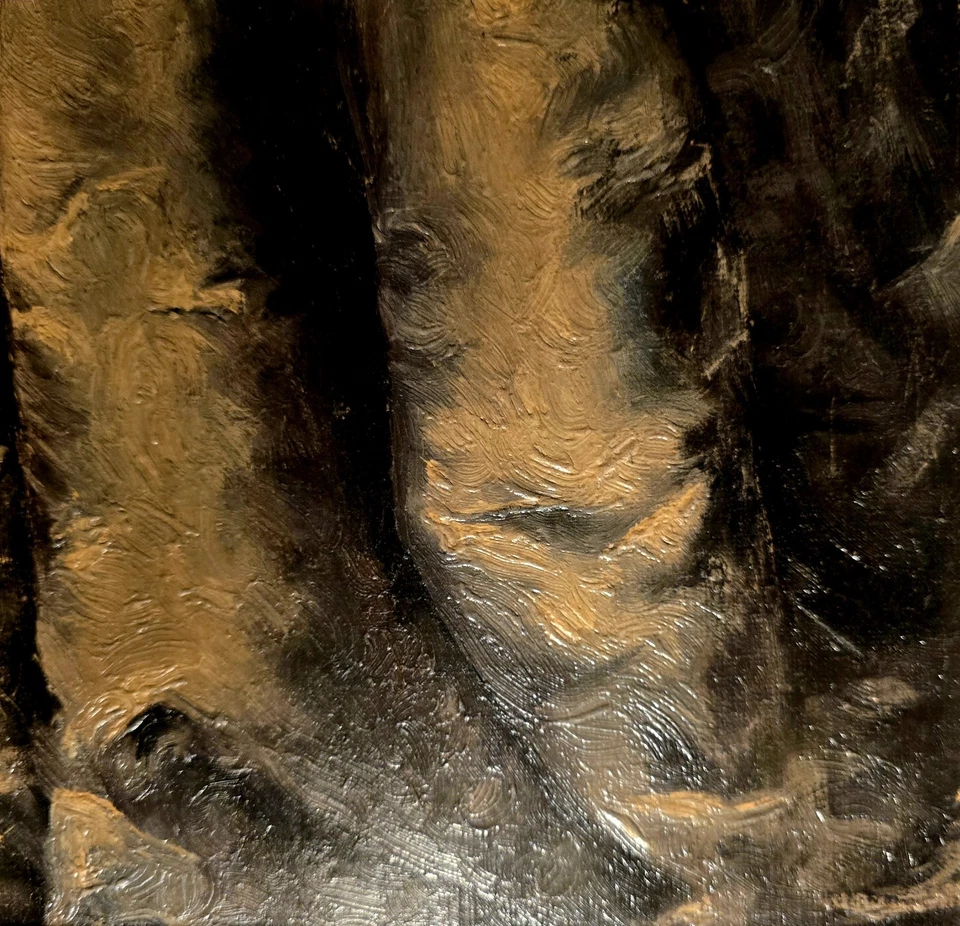 Pintura Rara Matthias Padua “Ante el Espejo” Lienzo Adornado Enmarcado Dorado Foto 3 de 4