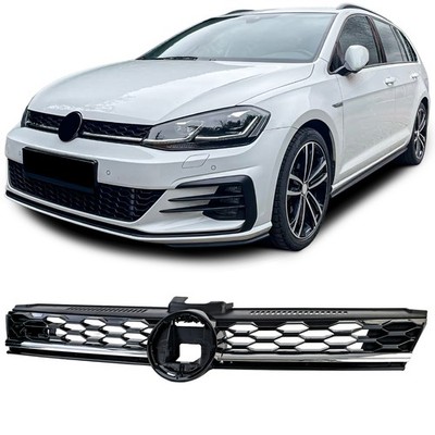 Waben Kühlergrill Schwarz Glanz mit Chromleiste für VW Golf 7 Facelift 17-20