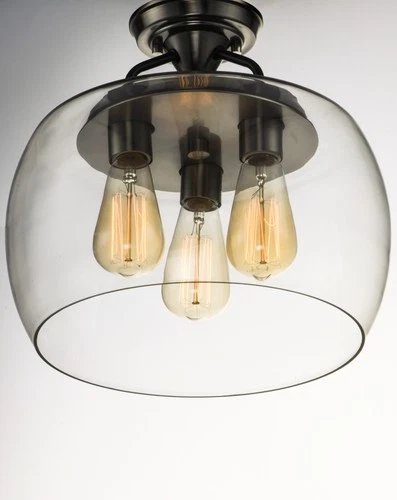 Maxim 26130CL Nickel/Black Goblet 3-Light 14"W Semi-Flush Drum Ceiling Fixture - Picture 6 of 12