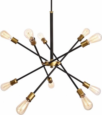 Living District Axel Chandelier LD8003D28BK Black Brass Sputnik 10 Light