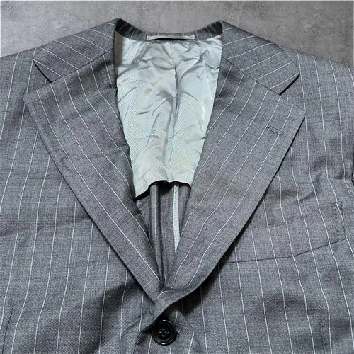 RING JACKET MEISTER Charcoal Gray Pinstripe Suit Set XL 52 Excellent condition image 3
