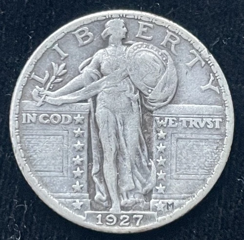 1927 P Standing Liberty 90% Silver Quarter - Good Detail
