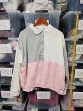 Blair Pastel Pink Color Blocked Pullover Sweatshirt Buttons Size 2xl A105