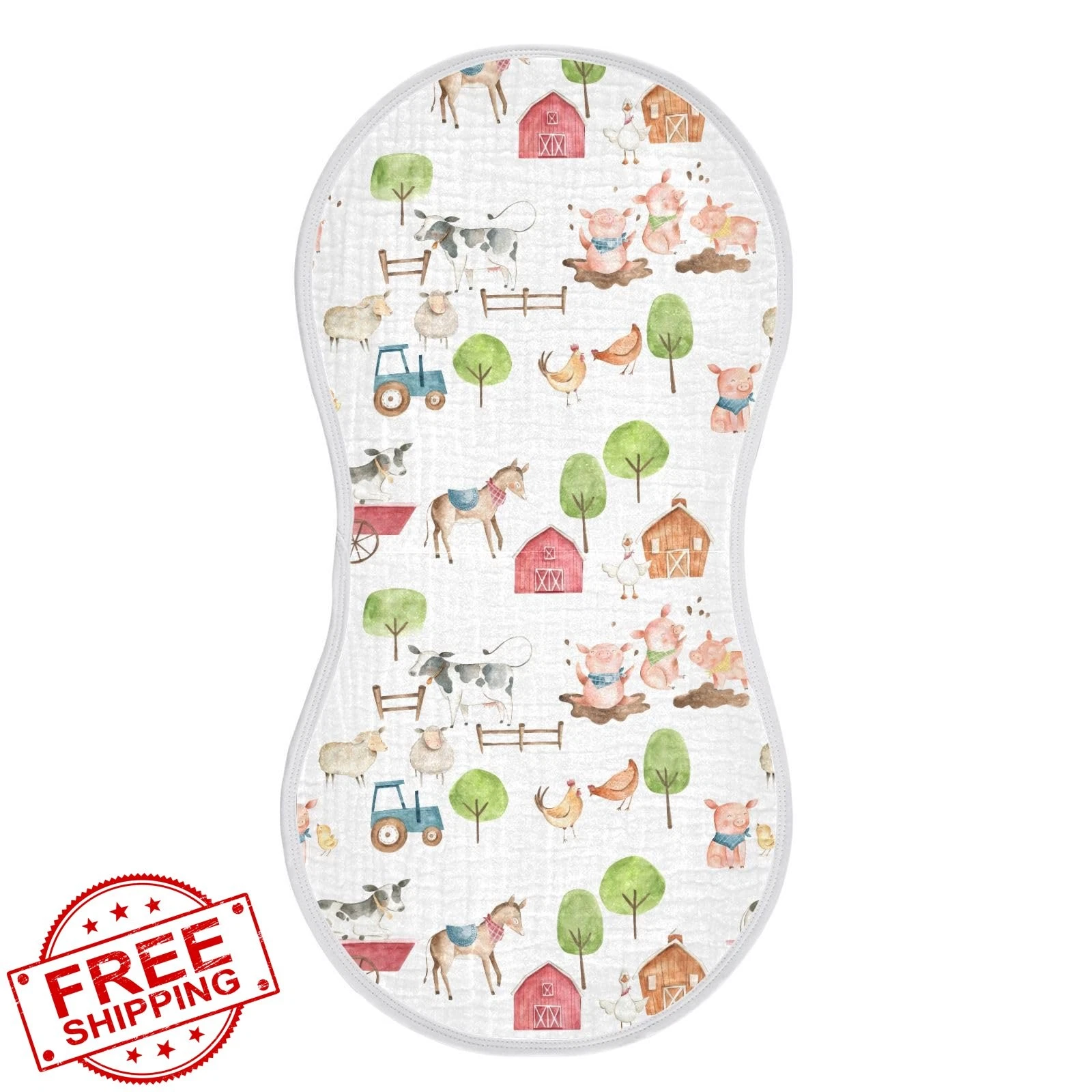 vvfelixl Burp Cloths Farm Animals 2 Pack