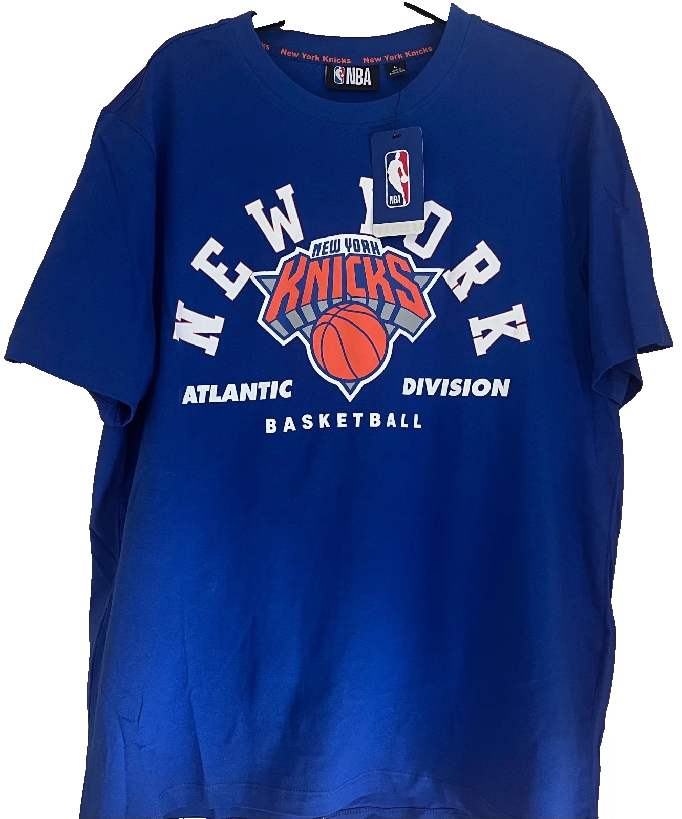 NBA NEW YORK KNICKS T-Shirt-Blue Cotton-Graphic Print T-Shirt 100% Cotton L