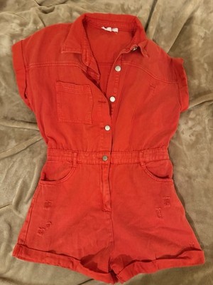 Day + Moon The Palm Tree Denim Washed Red Color Romber Size Large Button