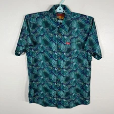 Dixxon Shirt Mens Medium The Hilo Blue Button Up Party Blend Hawaiian Beach