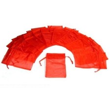 24 Red Organza Drawstring Jewelry Pouches 5"