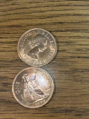 2-1966 Great Britain UK Penny Elizabeth II - Red Uncirculated luster!! - Image 1 of 2