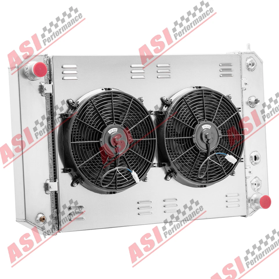 4 Row Aluminum Radiator+Shroud Fan for 1991-2002,1992 Chevy GMC C6500 C7500 Foto 2 de 4
