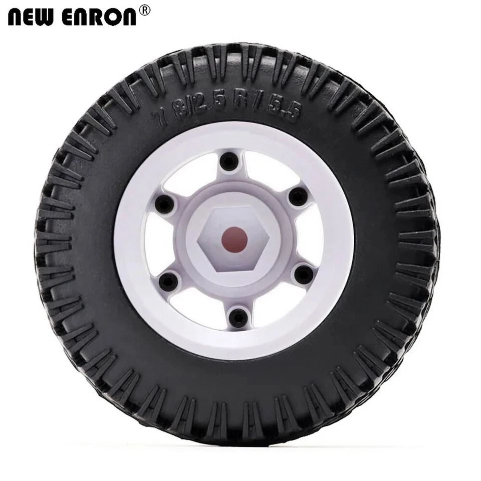 1.55 Crawler Beadlock Wheels Rims Rubber Tires for 1:10 Axial D90 TF2 LC80 MST - Image 4 of 4