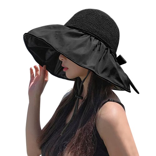 Cappello Berretto Donna Estivo Traspirante Pieghevole Tesa Larga Sole Protezione UV Spiaggia - Foto 2 di 37
