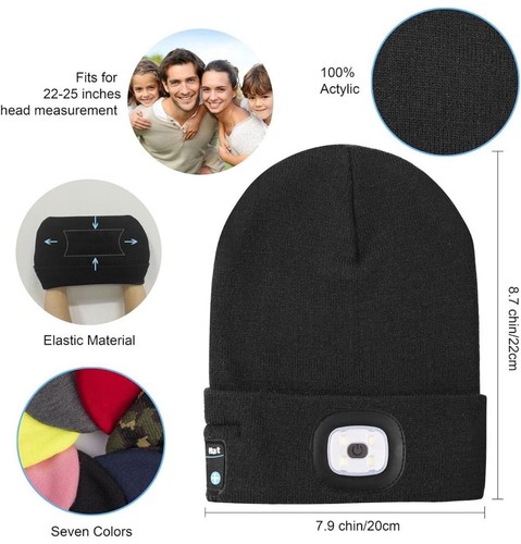 Unisex Bluetooth Beanie with Headlight Upgraded Musical Knitted Cap - 第 2/6 張圖片