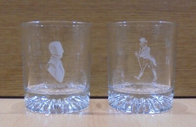 JOHNNIE WALKER SCOTCH WHISKY ADVERTISIGN SET OF TWO GLASSES