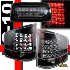 1994-2004 Chevy S10 GMC Sonoma Pickup Black LED Tail Lights & 3rd Brake Lights