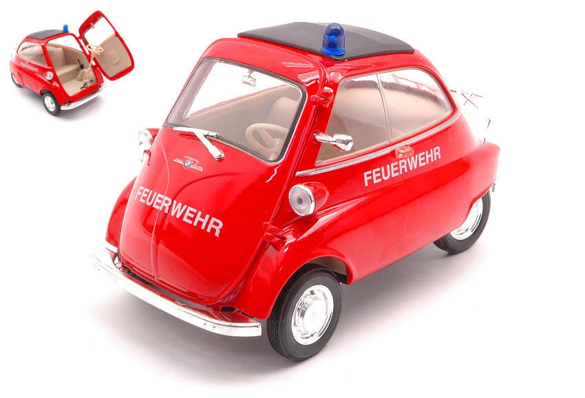 MODELLINO AUTO STATICO WELLY BMW ISETTA FEUERWEHR ROSSO MODELLISMO SCALA 1:18 - Immagine 4 di 4