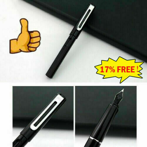 Jinhao 599A Black Medium Nib Fountain Pen Silver Trim 2022 Best ьω {ξ