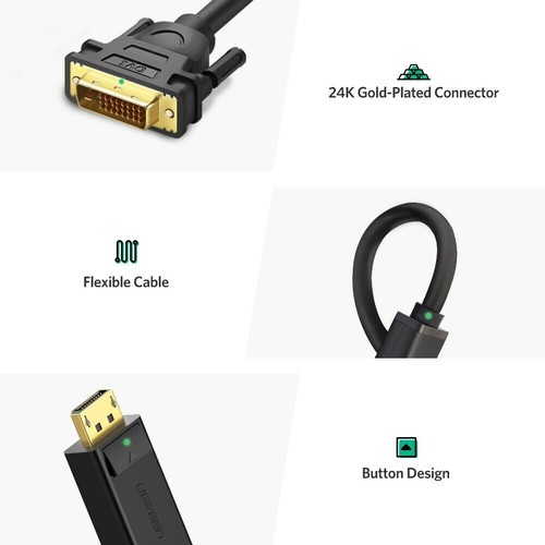 Displayport Display Port DP to DVI-D GOLD PLATED 1080p HD PC to Video Cable - 5M - Bild 6 von 6
