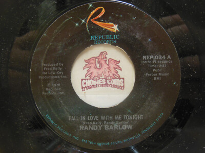 Randy Barlow - Fall in Love With Me Tonight / One More Time, 45 RPM VG (19K)
