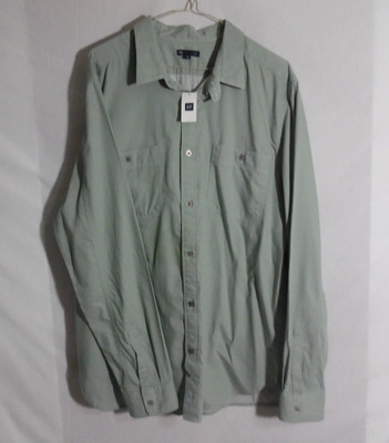 NWT NEW Gap Mens Button Down Dress Shirt Green Slim Fit XL | eBay