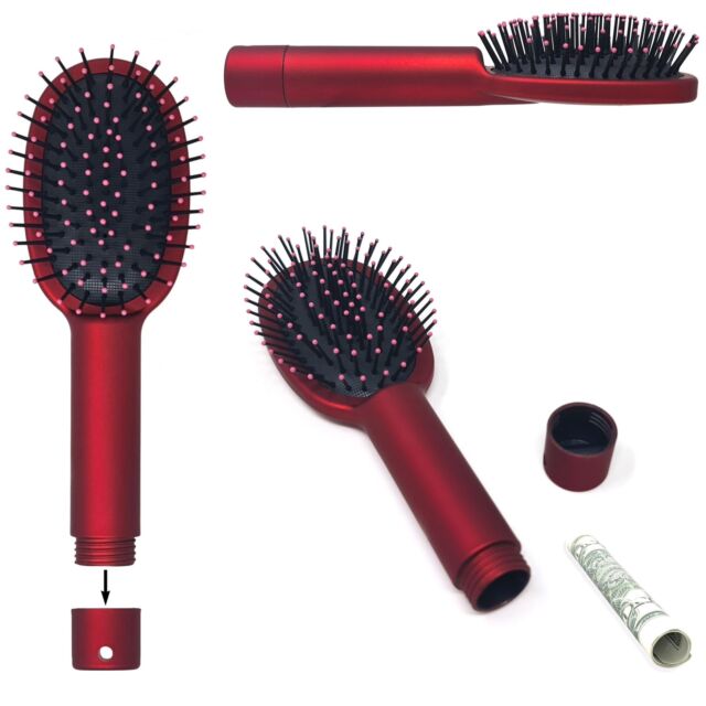Secret Stash Hair Brush Safe Diversion Security Hidden Compartment Container Red