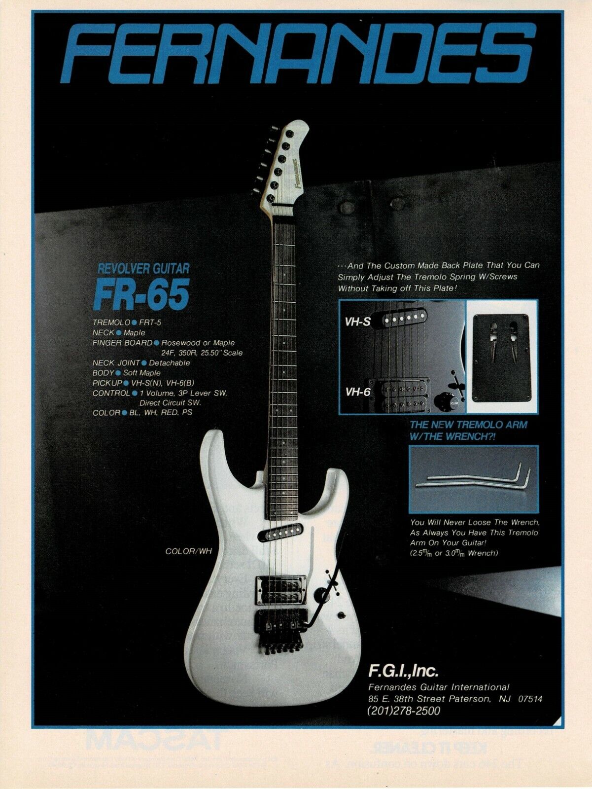 Fernandes Guitars - FR-65 Revolver Guitar - 1986 Print Advertisement