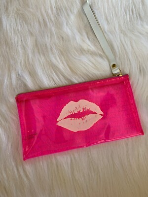 NORDSTROM Pink MAKEUP TOILETRY POUCH UNUSED COSMETIC BAG PINK HARD SIDED PLASTIC