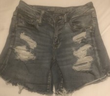 American Eagle Next Level Stretch Womens 8 Blue Cut Off Jean Shorts
