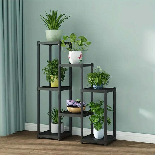 NNETM Contemporary 7-Storey Flower Rack: Multi-Layer European Plant Stand- Black - Bild 6 von 7