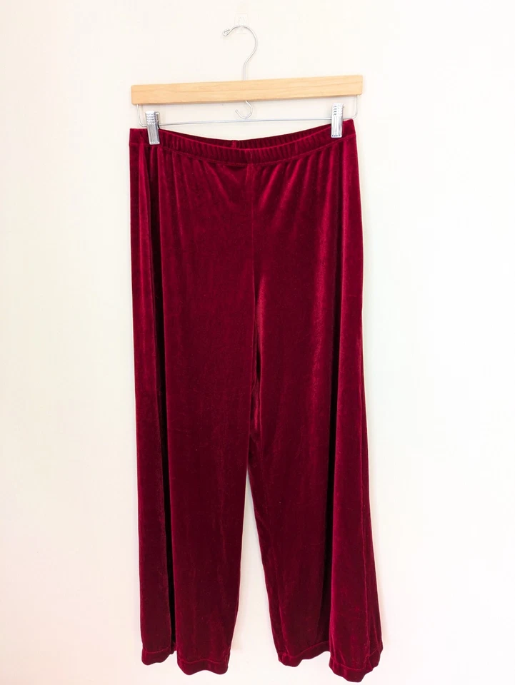 Pantalones de terciopelo aplastado Whimsigoth vintage para mujer M pierna ancha grunge años 90 Y2K Foto 4 de 4