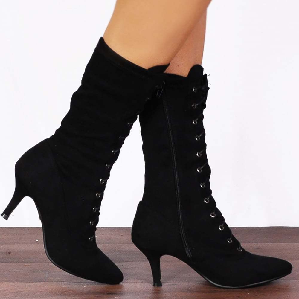 Negro STRETCH SOCK STYLE LACE UPS BLOCK HEELED ANKLE botas Zapatos Talla 3-8 Negro STRETCH SOCK STYLE LACE UPS BLOCK HEELED Talla ANKLE botas Zapatos Talla HEELED 3-8 6c388c