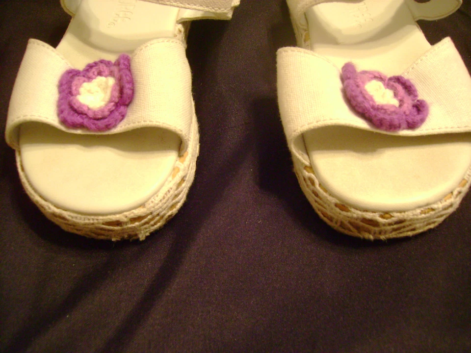 Sandalias Gymboree Coloridas Paraíso Niñas Blanco Púrpura Flor Talla 8 Pascua RARAS Foto 2 de 4