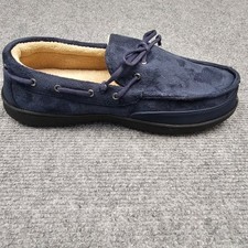 Isotoner Moccasin Slippers Mens Gel Memory Foam Indoor Outdoor Navy Blue MD 8-9