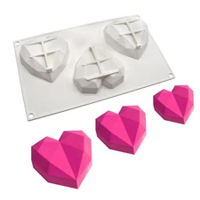 Diamond Heart Silicone Chocolate Mold DIY Cake Accessories Molds Kitchen Ice ...