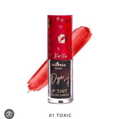 Italia Deluxe Dye Lip Tint Shade 01 Toxic Red Gloss Effect Liquid Formula