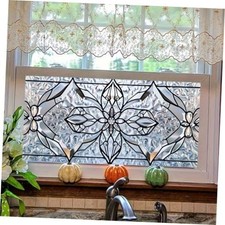 Floral Stained Glass 39.3x17.7 Inch Window Privacy Film Static Cling