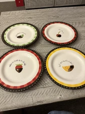Chocolate Dipped Oneida Complete Set of 4 Dessert Salad Snack Plates 8 3/4”