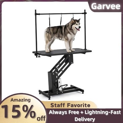 350 LB Capacity Hydraulic Dog Grooming Table, Adjustable 22-39'', with Overhead R