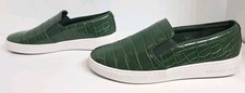 MICHAEL KORS KEATON Slip On Sneaker Crocodile Embossed Green Women's 9M EUC