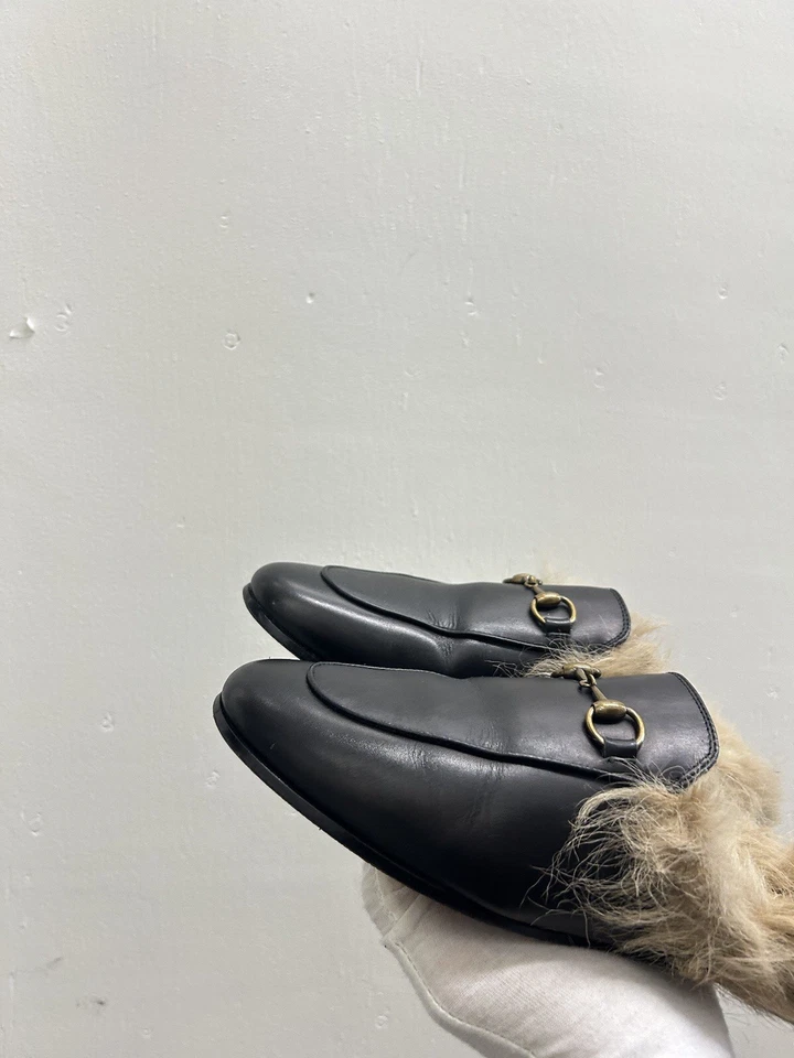 Mocasín 8 EE. UU. 38 UE Princetown Piel Mula Horsebit Cuero Negro M18 Foto 4 de 4