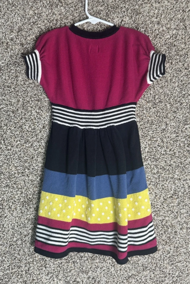 Tea Collection Girls Sz 5 Colorblock Knit Sweater Dress Multicolor Retro Mod - Image 4 of 4