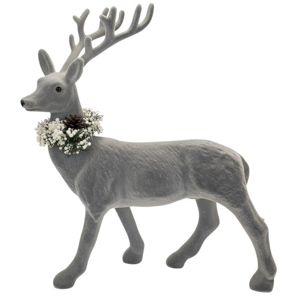 Dekohirsch Xl Grau 49 Cm Dekofigur Hirsch Groß Weihnachtsdeko Weihnachten-image