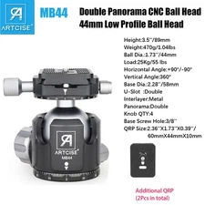 44MM Ball Head Low Profile Tripod Head Double Panoramic Ball Head  55lbs/25kg