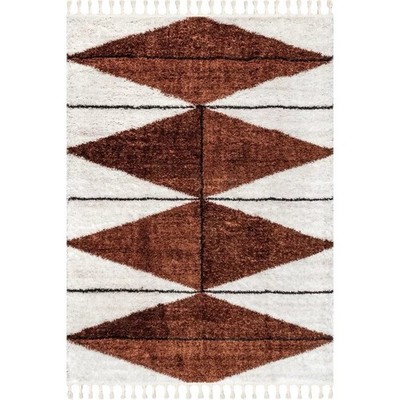 Nuloom Kali Shaggy Diamond Tassel Area Rug Rust Color 3 x5 