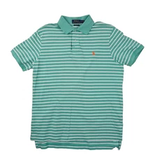 Polo Ralph Lauren Custom Fit Polo Shirt Men's Large Short Sleeve Green Stripe