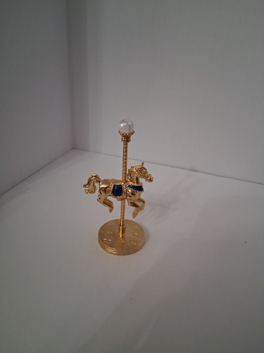 1984 Spoontiques Gold Tone Pewter Carousel Horse Figurine